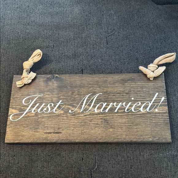 Wooden Wedding Sign with White Text - Picture 2 of 2